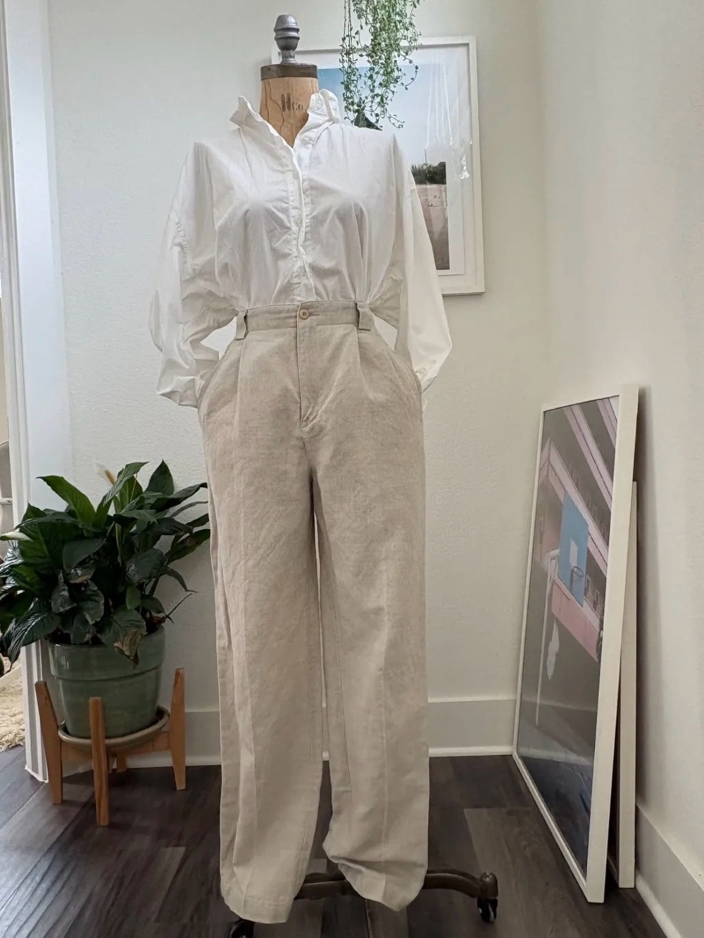 Vintage Liz Claiborne High-Waist Linen Pants, Size 27